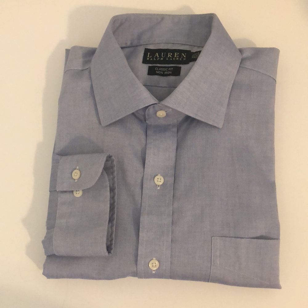 Lauren Ralph Lauren Button Down Light Blue Classic Fit Non Iron Shirt